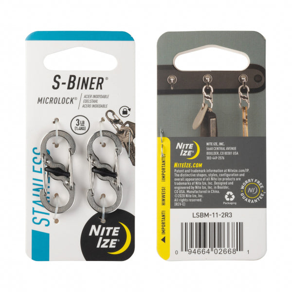 Nite Ize S-biner Microlock Stainless Steel - 2 Pack Stainless