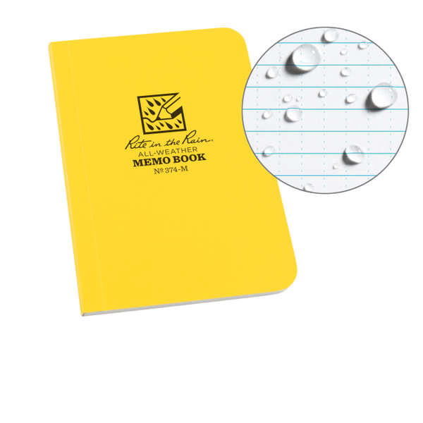 Rite In The Rain Weatherproof Soft Cover Notebook, 3.5" X 5", Yellow Cover, Universal Pattern (No. 374-m) Yellow