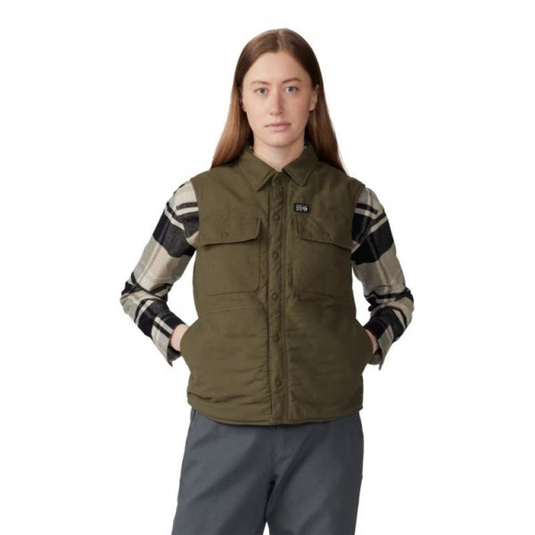 Mountain Hardwear Womens Dolores Insulated Flannel Vest Dark Pine