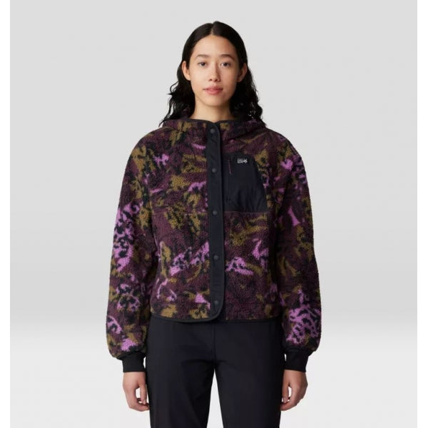Mountain Hardwear Hicamp Fleece Snap Front Jacket Blackberry Forests Floor Print