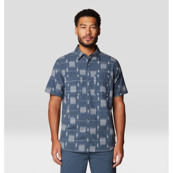 Mountain Hardwear Grove Hide Out Short Sleeve Shirt Moon Blue Ikat Jacquard