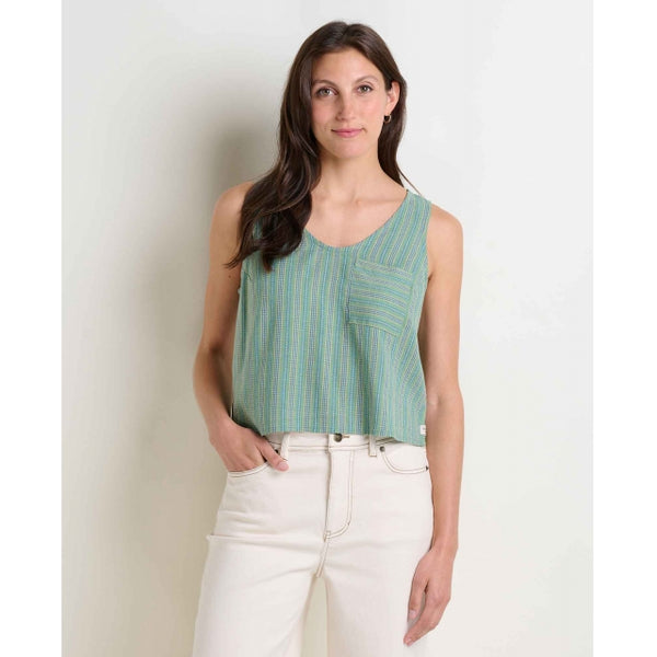 Toad&co Taj Hemp Button Back Tank Sagebrush Dobby