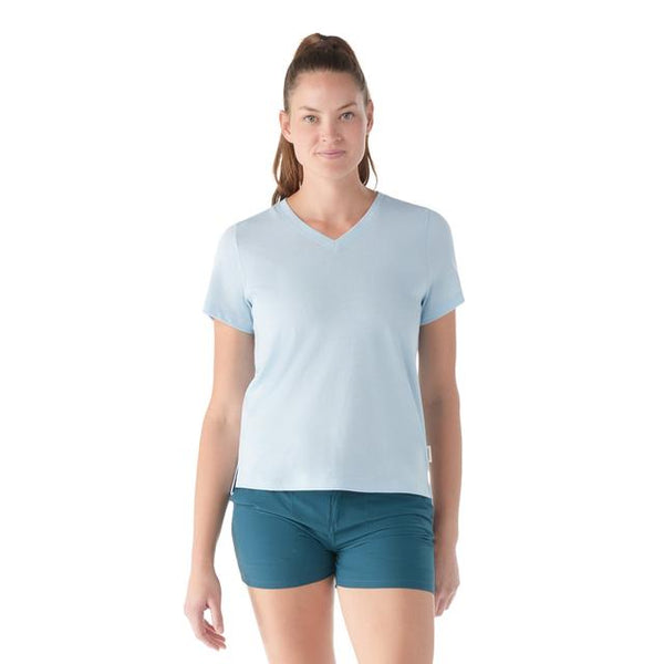 Smartwool Perfect V-neck Short Sleeve Tee Winter Sky Heather