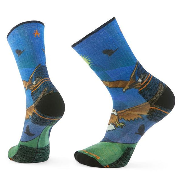 Smartwool Unisex Hike Eagle Print Crew Socks Laguna Blue Laguna Blue