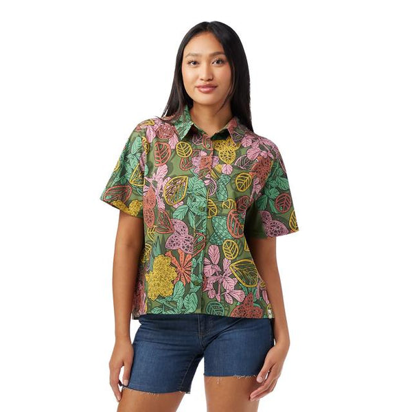 Smartwool Everyday Short Sleeve Button Down T-shirt Fern Green Aloha Forest