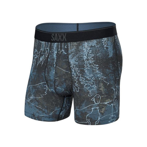 Saxx Quest Quick-dry Mesh Open Fly Boxer Briefs Smokey Mountains- Multi