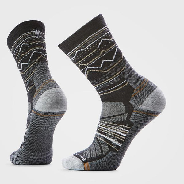 Smartwool Unisex Hike Mountain Range Pattern Crew Socks Charcoal/Light Gray