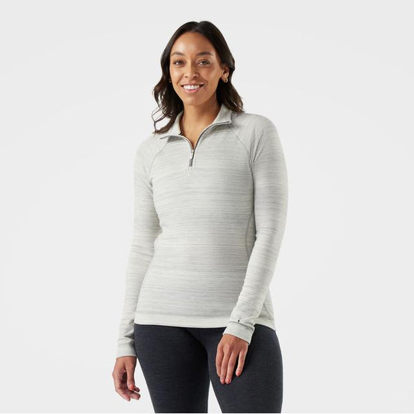 Smartwool Classic Thermal Merino Base Layer 1/4 Zippers Top Light Gray Color Shift