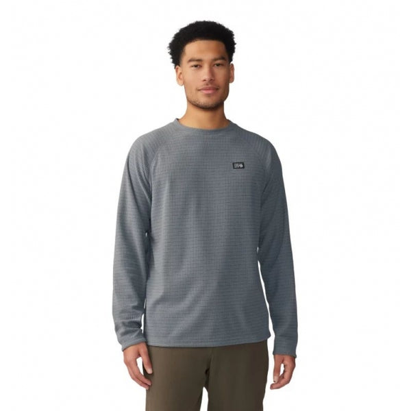 Mountain Hardwear Mens Summit Grid Long Sleeve Crew Foil Grey