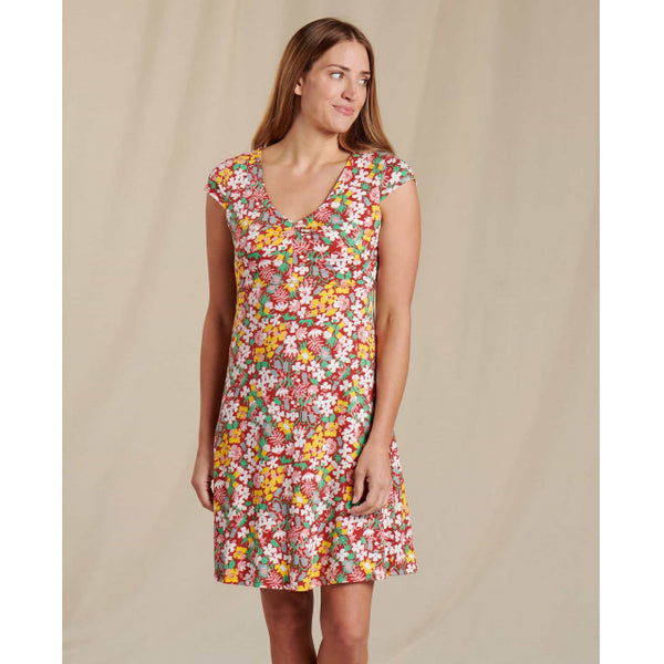 Toad&Co Womens Rosemarie Dress Brick Garden Print