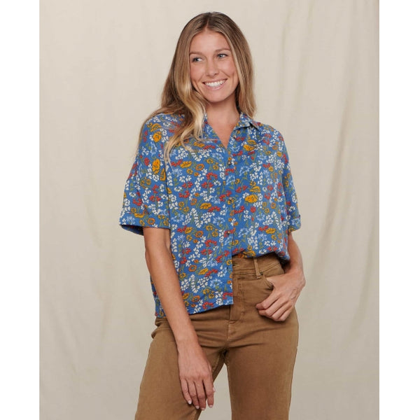 Toad&Co Womens Manzana SS Shirt Weathered Blue Print