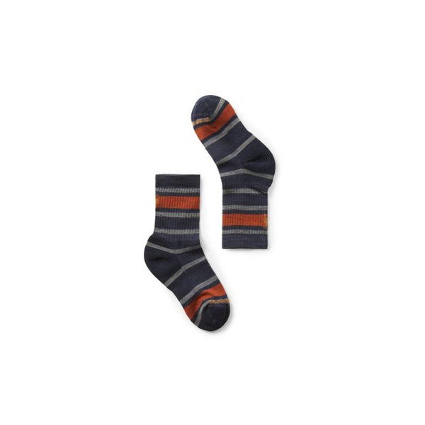 Smartwool Kids Hike Light Cushion Striped Crew Socks Deep Navy