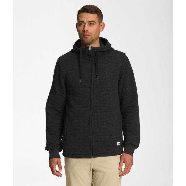 The North Face Mens Longs Peak Quilted Full Zip Hoodie Burnt Olive Green Heather