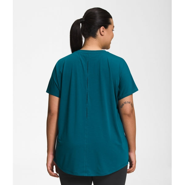 The North Face Womens Plus Wander Slitback Short Sleeve Blue Coral