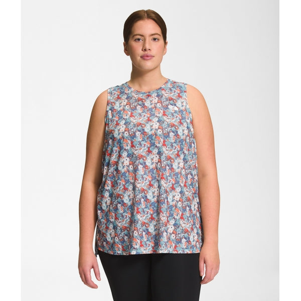 The North Face Womens Plus Wander Slitback Tank Reef Waters Wild Daisy Print