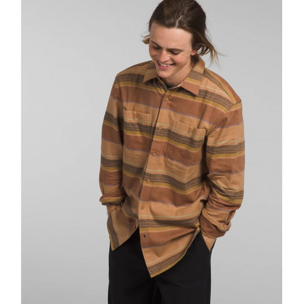The North Face Mens Arroyo Lightweight Flannel Almond Butter Large Half Dome Stripe