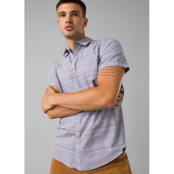 Prana Mens Groveland Shirt Clear Sky Stripe