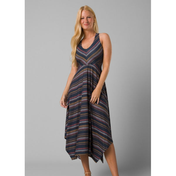 Prana Womens Saxon Dress Dark ky Multi Stripe / S