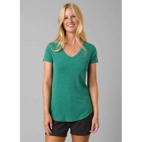 Prana Womens Foundation 365 V-Neck Top Cove Heather