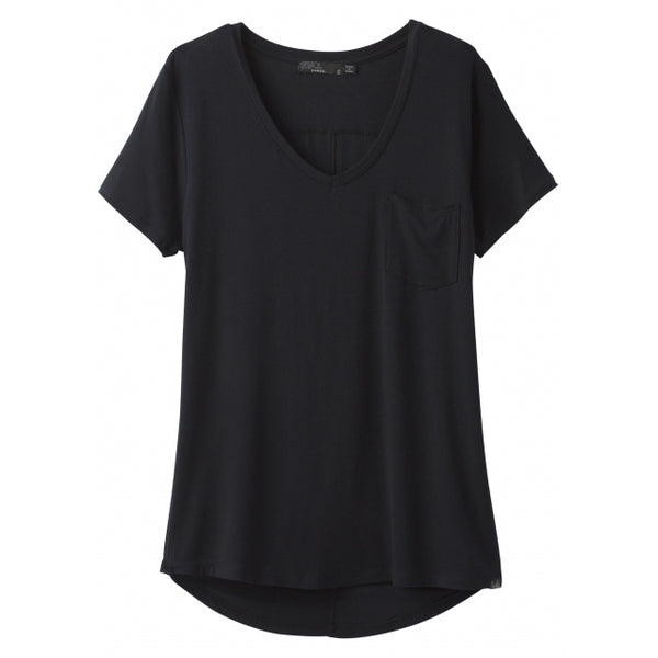 Prana Womens Foundation Short Sleeve Vneck Black