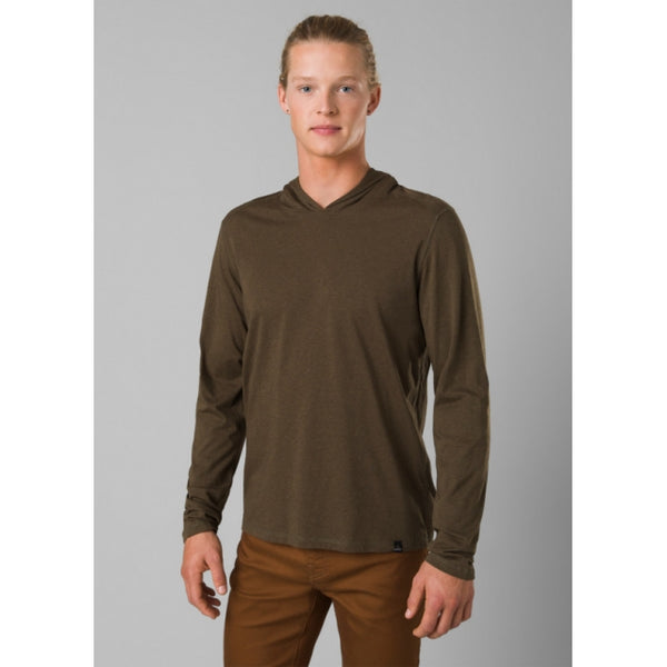 Prana Mens Hooded T-Shirt Peat Heather