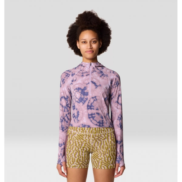 Mountain Hardwear Crater Lake Half Zip Crop Hoody Wisteria Spore Dye Print