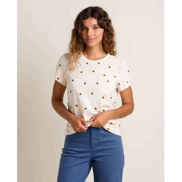 Toad&co Womens Primo Ss Crew Embroidered salt sunflower embroidery
