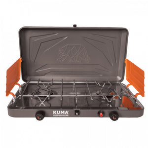 Kuma Outdoor Gear Deluxe 2 Burner Propane Stove Graphite/Orange