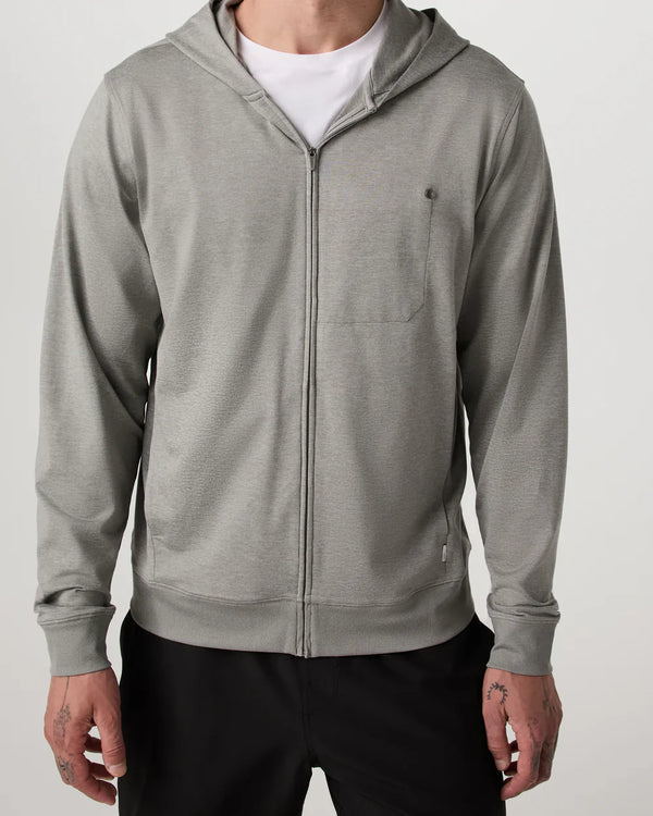 Vuori Mens Ponto Full Zip Hoodie Driftwood Heather