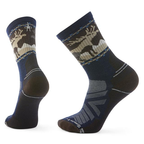 Smartwool Unisex Hike Mountain Moose Crew Socks Deep Navy