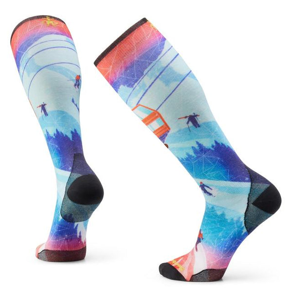 Smartwool Unisex Ski Day Print Over The Calf Socks Laguna Blue Laguna Blue