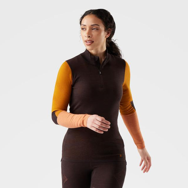 Smartwool Intraknit Thermal Merino Base Layer Colorblock 1/4 Zippers Top Mink