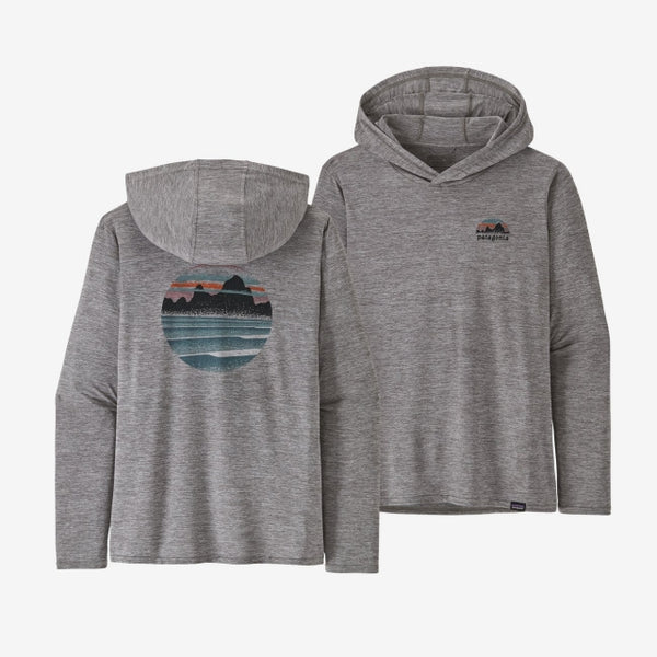 Patagonia Womens Cap Cool Daily Graphic Hoody Skyline Stencil: Feather Grey