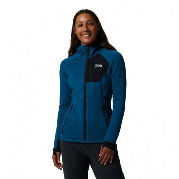Mountain Hardwear Womens Polartec Power Grid Full Zip Hoody Vinson Blue Heather