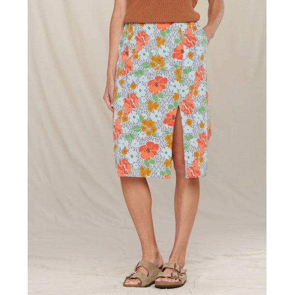 Toad&Co Womens Sunkissed Midi Skirt Weathered Blue Print