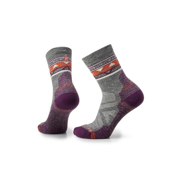 Smartwool Womens Hike Light Cushion Zig Zag Valley Mid Crew Socks Ash-Charcoal
