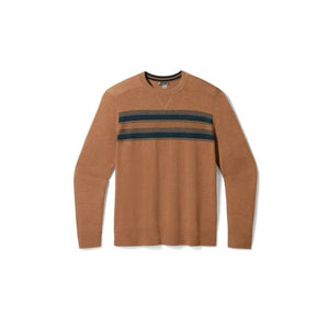 Smartwool Mens Sparwood Stripe Crew Sweater Fox Brown Heather