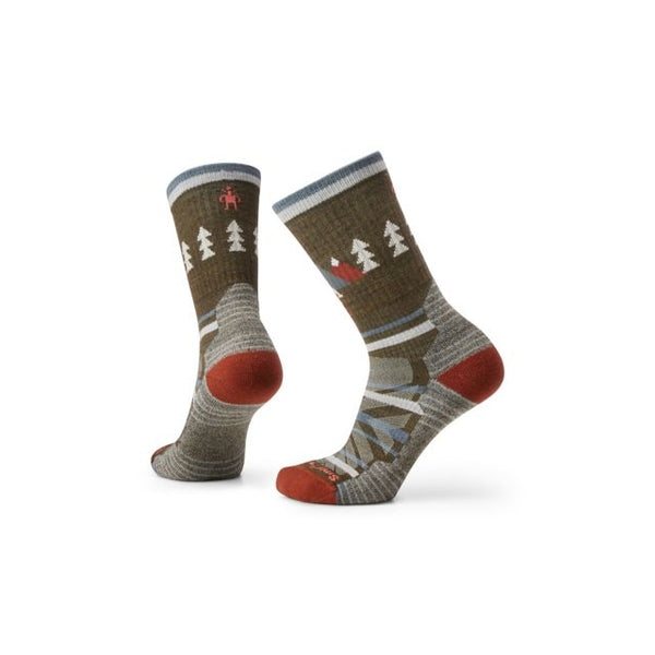 Smartwool Womens Hike Light Cushion Under the Stars Crew Socks Military Olive