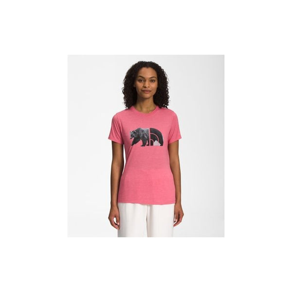 The North Face Womens Short Sleeve Tri-Blend Bear Tee Cosmo Pink Heather