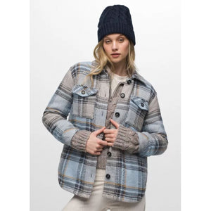 Prana Womens Lower Falls Flannel Jacket Big ky Blue / S