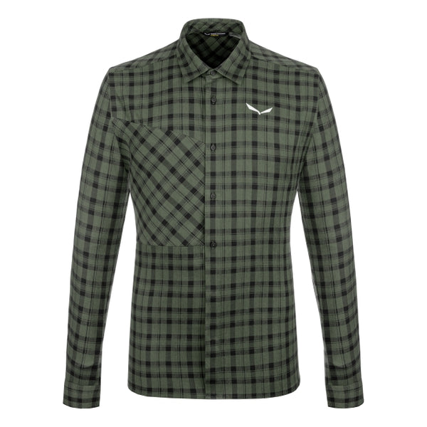 Salewa Fanes Flannel 5PL Mens L/S Shirt Thyme/Black Out